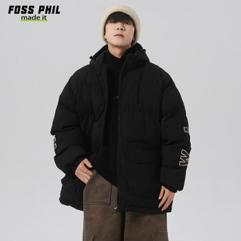 Foss Phil 棉服男士冬季潮牌棉袄保暖加厚宽松休闲防风外套789黑色2XL