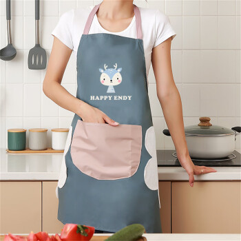 京惠思创 韩版时尚可爱围裙卡通图案防污厨房围裙女家用餐厅工作服