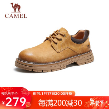 CAMEL 骆驼 低帮工装鞋英伦皮革休闲男士马丁鞋 G13A076127 驼色/咖色 42
