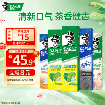 DARLIE 好来 原黑人)家庭套装牙膏820g 护牙亮白 清新口气