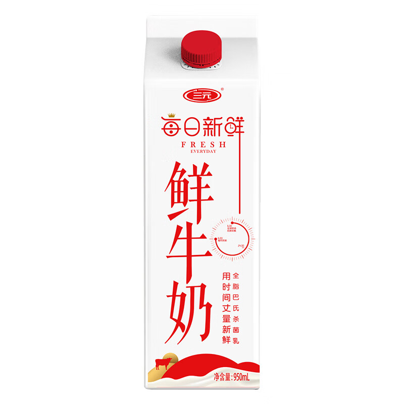 SANYUAN 三元 每日新鲜 鲜牛奶 950ml 8.08元