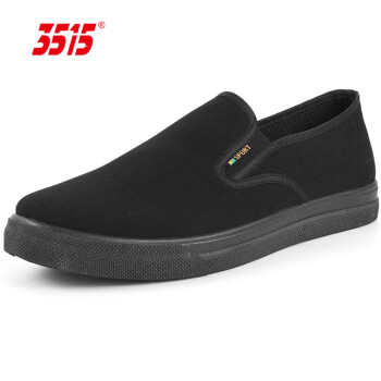 3515 强人干爽透气轻便耐折布鞋松紧设计耐磨舒适男鞋 黑色 40