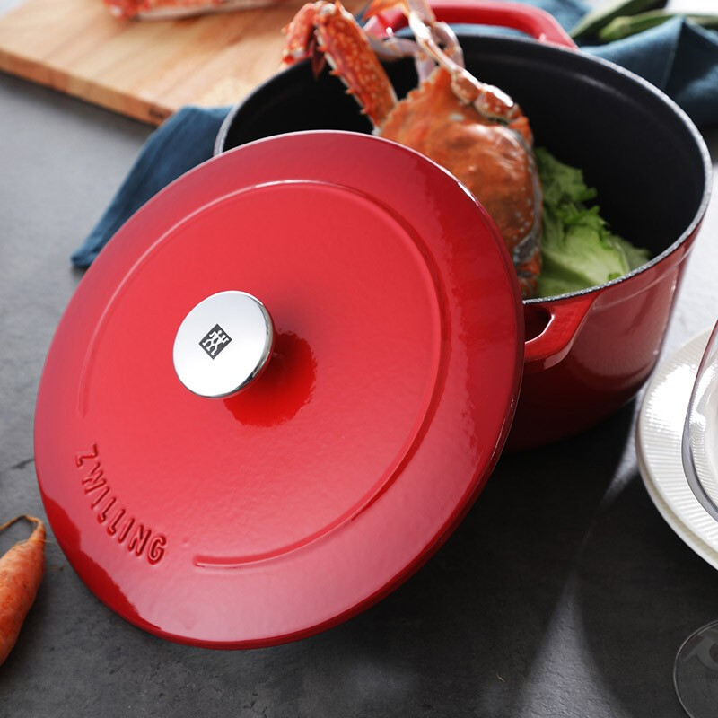 ZWILLING 双立人 汤锅 珐琅锅圆形炖锅铸铁锅煲汤锅炖锅 红色24cm 599元