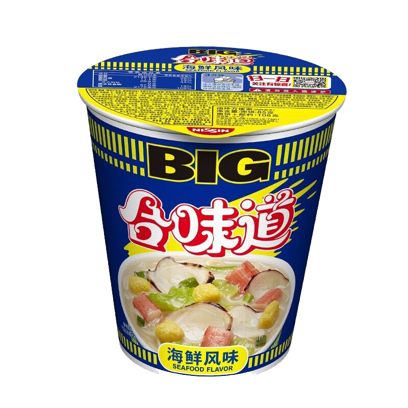 plus会员：日清 方便面 BIG合味道 海鲜风味108g*1杯*2件+凑单品 7.90元（合主商品3.24元/件+凑单品1.81元）