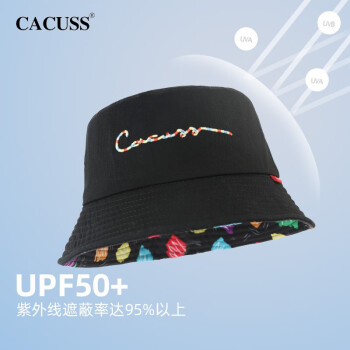 CACUSS PM071帽子男女时尚潮流个性渔夫帽男ins日系情侣遮阳帽户外休闲防晒帽女 黑色 中号