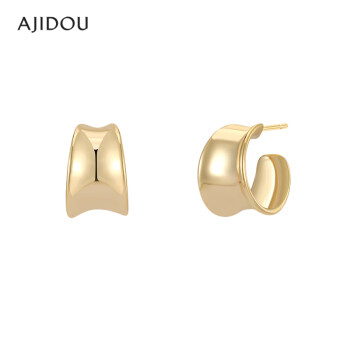 AJIDOU 阿吉豆 简约欧美ins风法式耳环小众设计感高级度假耳饰女 金色