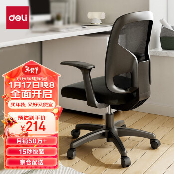 DL 得力工具 deli 得力 DL 得力工具 得力 （deli）4900S 人体工学靠背办公椅 家用网布可升降转椅 黑