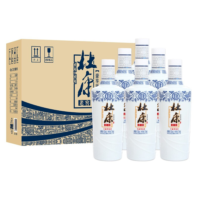 杜康 老窖豪享版浓香型白酒52度750ml*6瓶整箱装 高粱酒纯粮酒送礼 52度 750mL 6瓶 整箱装 168元