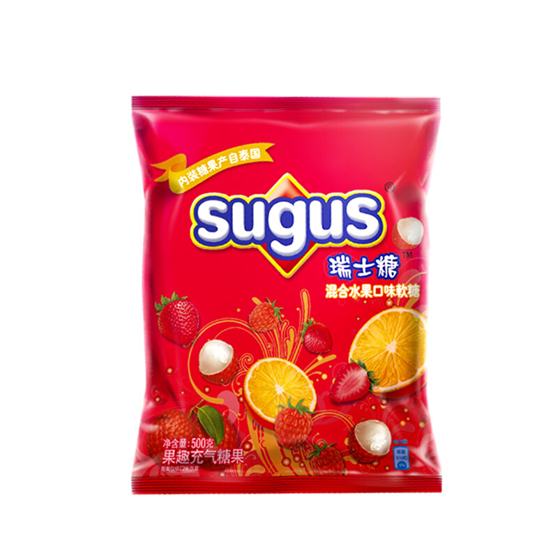 sugus 瑞士糖 水果软糖 混合口味 500g 18.9元