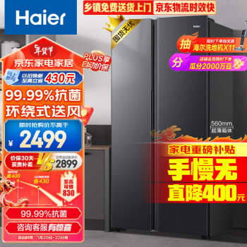 Haier 海尔 BCD-521WGHSSEDSD 风冷 对开门冰箱 521L 玉墨银