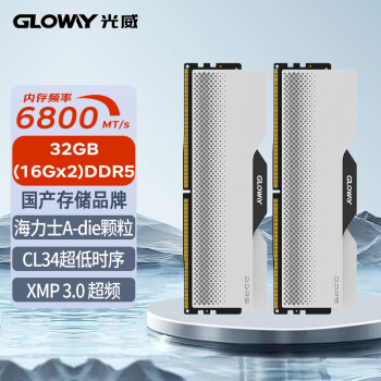 GLOWAY 光威 32GB(16GBx2)套装 DDR5 6800 台式机内存条 龙武系列 海力士A-die颗粒 CL34