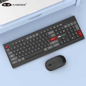MageGee V650 无线键盘鼠标套装 usb连接键盘鼠标 商务办公键鼠套装 机械手感键盘 笔记本电脑键盘 灰黑色