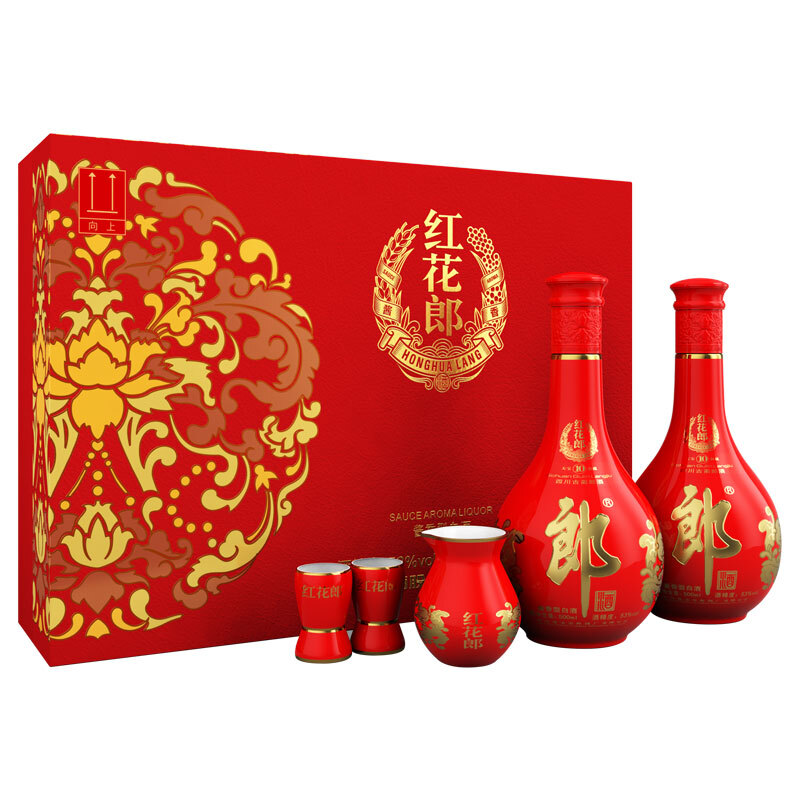 LANGJIU 郎酒 红花郎十（10）酱香型白酒 53度 500mL 2瓶 礼盒装（含礼品袋） 券后550元