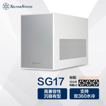 SilverStone 银昕 珍宝SG17 白色MATX小机箱 (铝质感面板/支持360水冷/Type-C/4090显卡)