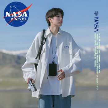 NASA MARVEL 夹克男秋冬季外套立领潮流百搭衣服宽松春款大码男装 白色 2XL