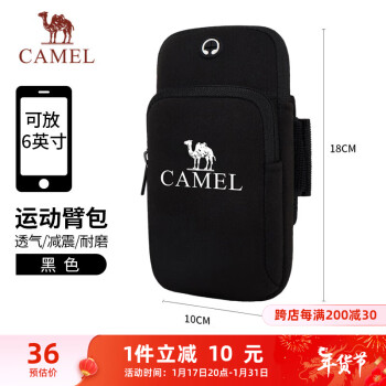CAMEL 骆驼 手机臂包跑步运动健身装备臂套手腕包 8W3AMLT004 黑色