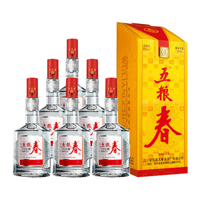 京东百亿补贴：五粮液 五粮春一代 45度高度浓香型白酒 45度 500mL 6瓶 959.00元包邮