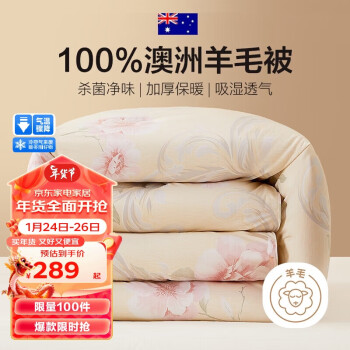 BEYOND 博洋 家纺 A类抑菌100%澳洲进口复合羊毛被加厚冬被子8.8斤220*240cm
