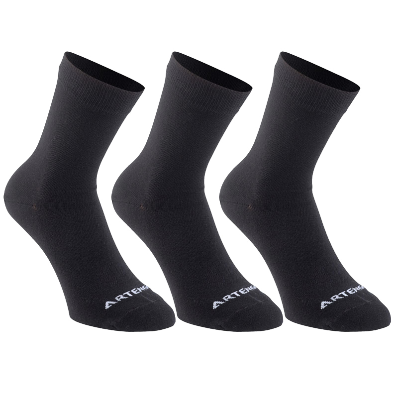 DECATHLON 迪卡侬 袜子运动袜高帮棉袜透气保暖男女长袜 四季款-黑色 29.9元