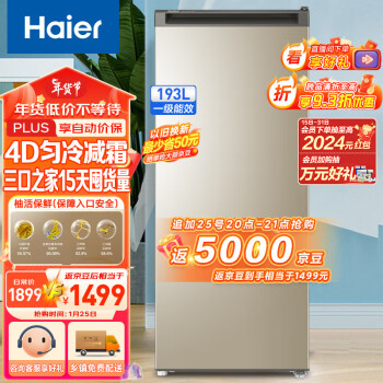 Haier 海尔 193升分区大抽屉防串味家用立式冰柜 BD-193MDT