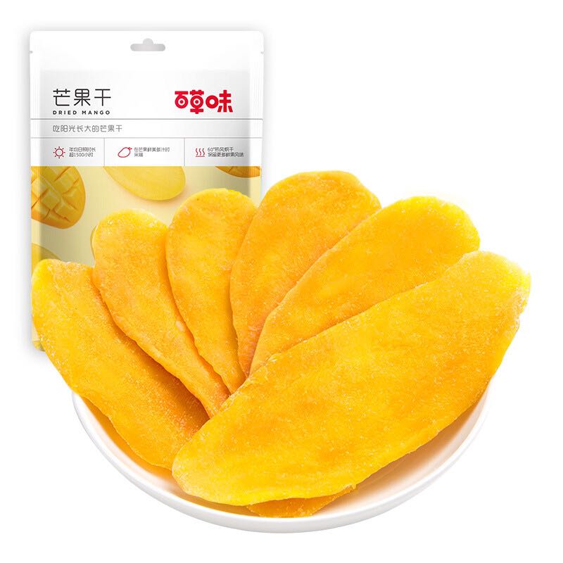 Be&Cheery 百草味 芒果干100g/袋 水果干果脯特产食品办公室零嘴小吃休闲零食烘焙 8.8元