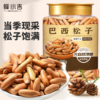 蜂小吉 巴西松子500g大颗粒阿富汗特产手剥开口松子仁每日坚果炒年货送礼