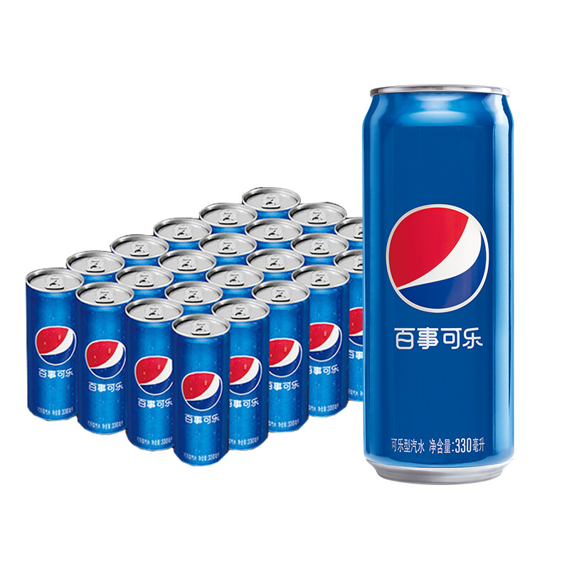pepsi 百事 可乐 Pepsi 汽水 碳酸饮料 细长罐330ml*24听 百事出品 29.9元