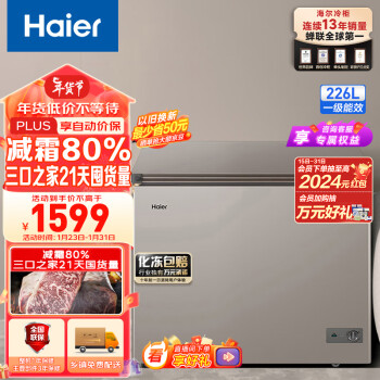 Haier 海尔 226升低霜商用家用冰柜 冷藏柜冷冻柜母乳囤货小冰柜