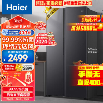 Haier 海尔 BCD-521WGHSSEDSD 风冷 对开门冰箱 521L 玉墨银