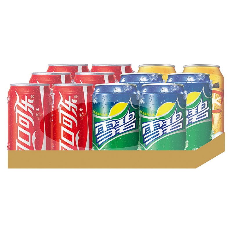 可口可乐 可乐+雪碧+芬达 碳酸汽水饮料 330ml*(6+4+2)罐 券后17.46元