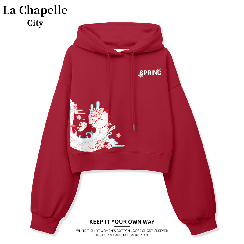 La Chapelle City 拉夏贝尔 女士连帽卫衣短款 券后39.9元