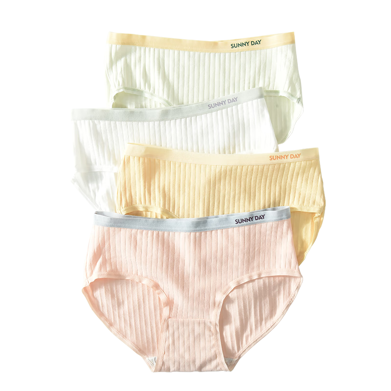 洁丽雅 4条装纯棉女士运动风内裤 （需买2件） 26.64元包邮（合13.32元/件）