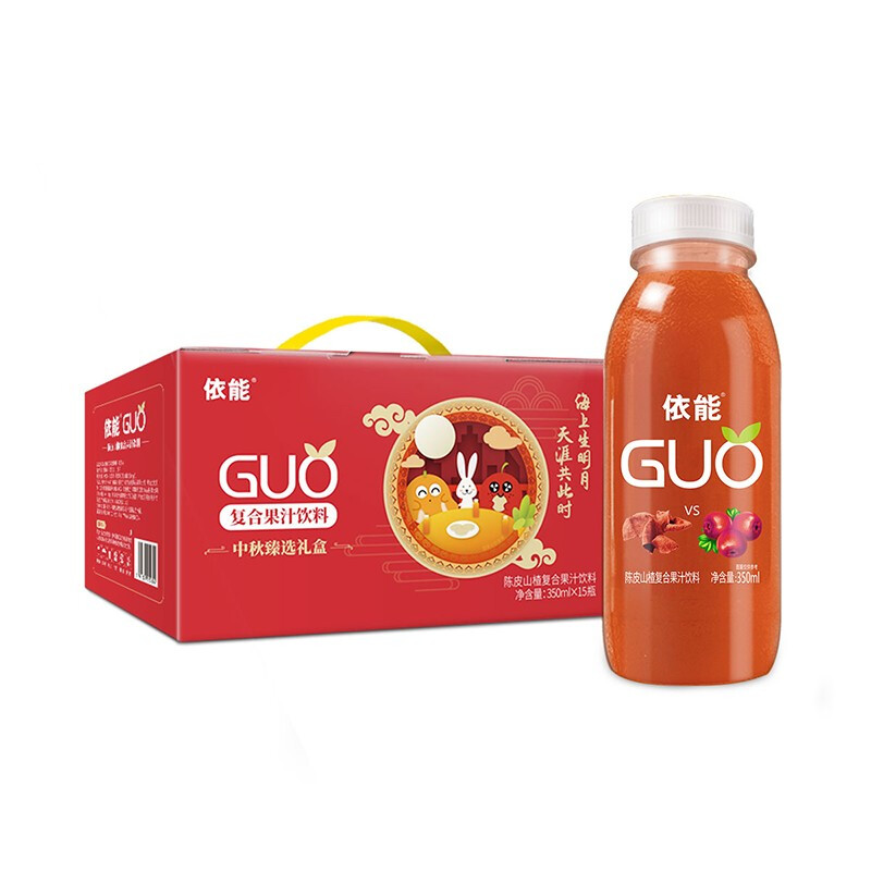 yineng 依能 果汁 山楂果汁礼盒 送礼饮料350ml*15瓶 年货节日礼盒整箱装 32.42元（需买2件，需用券）