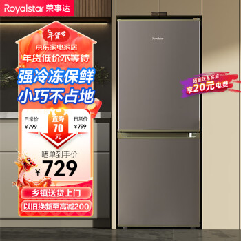 Royalstar 荣事达 166升小冰箱小型二门电冰箱节能省电低音钛深灰色R166