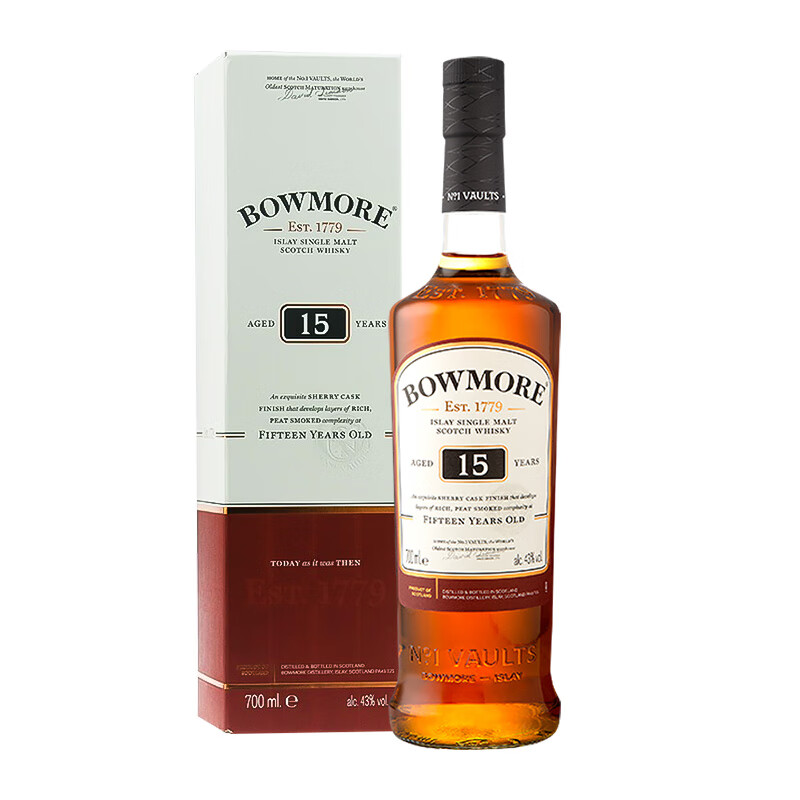 SUNTORY 三得利 波摩（Bowmore）15年 单一麦芽 苏格兰 威士忌 洋酒 700ml 418元