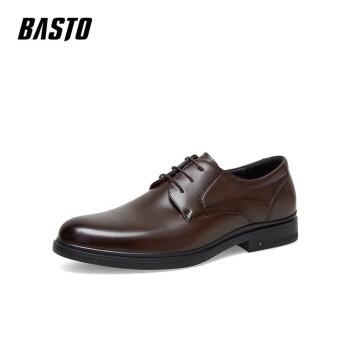 BASTO 百思图 正装男2023春季商场同款商务休闲鞋男士皮鞋22043AM3 棕色单里 42