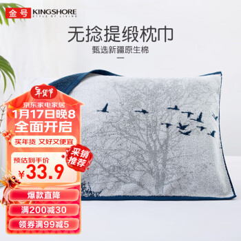 KINGSHORE 金号 A类纯棉枕巾加大加厚枕巾单条装  学生/单人 186g 52cm*80cm