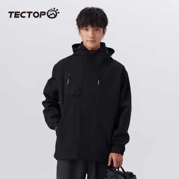 TECTOP 探拓 冲锋衣三合一加厚防寒保暖户外滑雪情侣登山服 05CF 经典黑XL