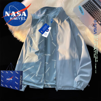 NASA MARVEL 夹克男春秋季外套潮流双面穿宽松冬季男女情侣款 雾霾蓝 L