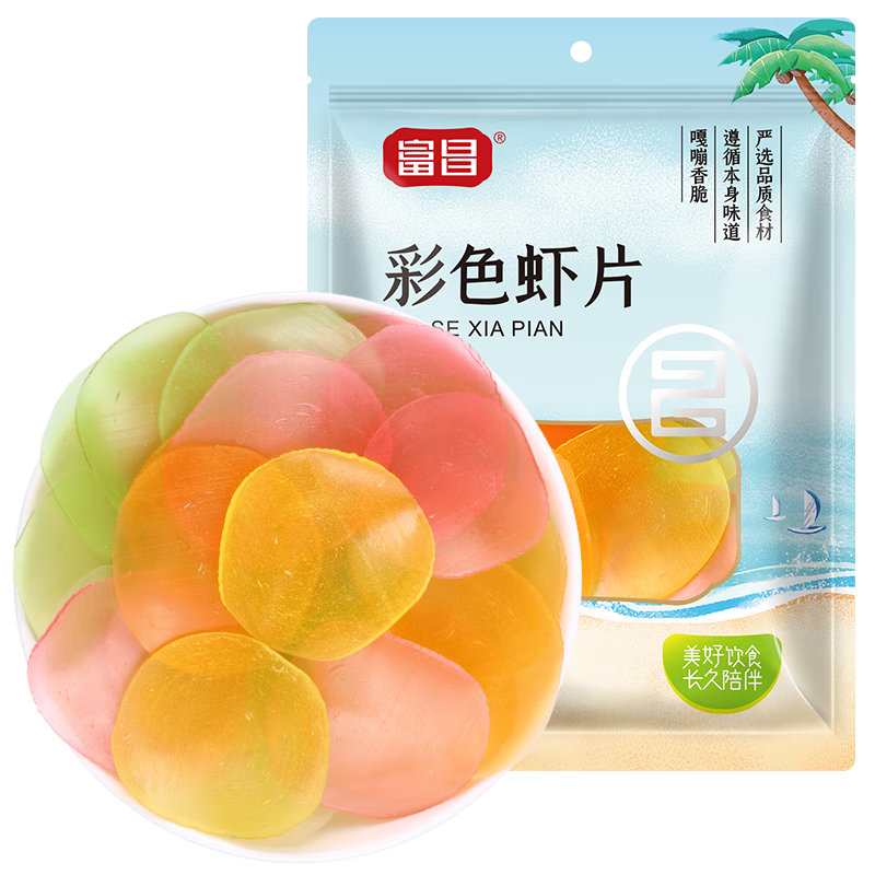 PLUS会员: 富昌 虾片 500g  9.85元包邮（PLUS会员免运费）