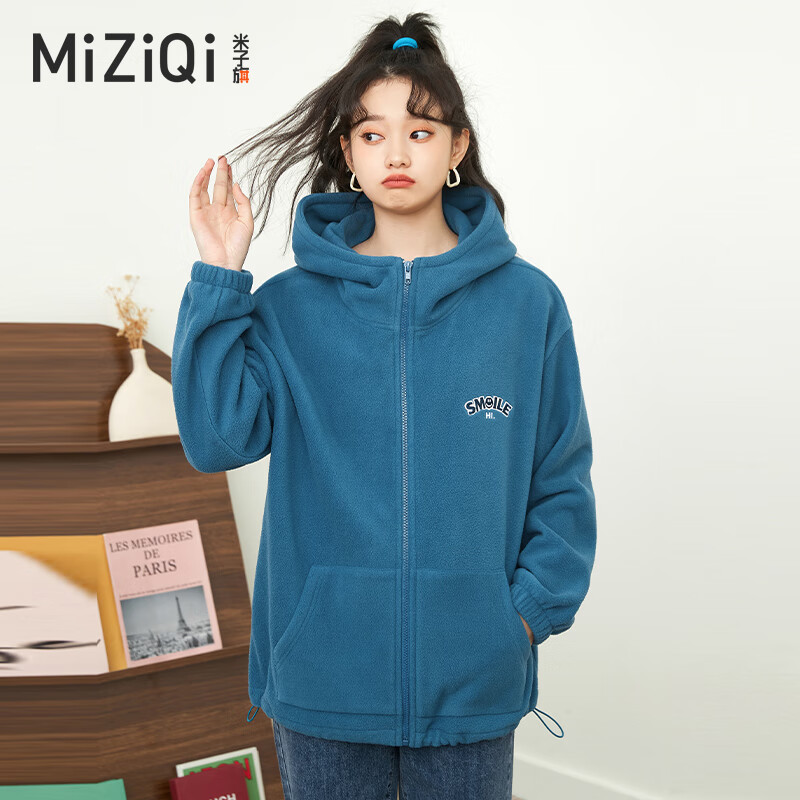 MIZIQI 米子旗 折连帽 加绒卫衣女款 券后55.9元
