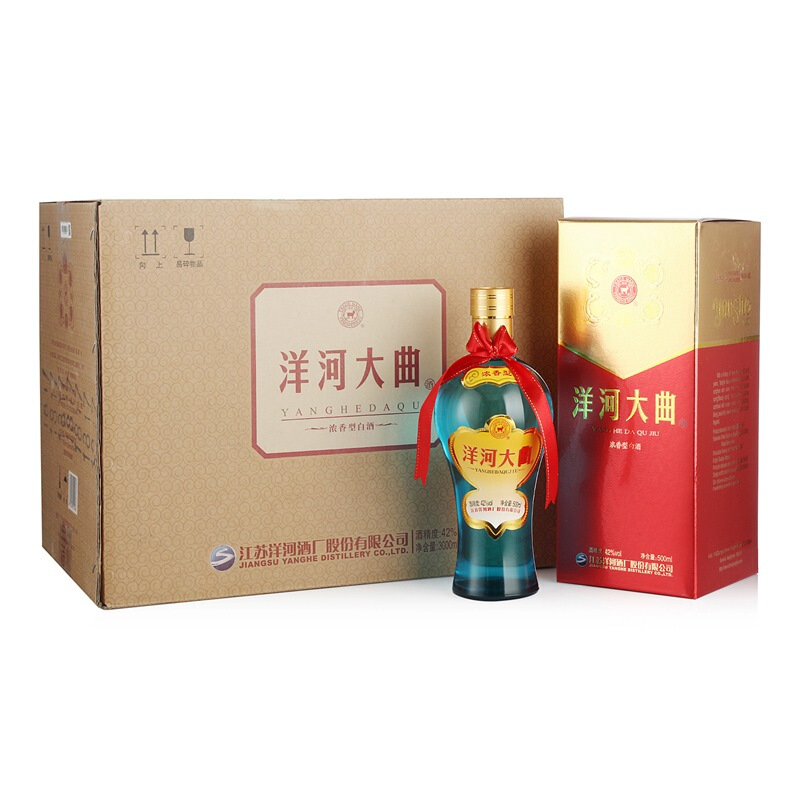 YANGHE 洋河 大曲 老天蓝 42度 500ml*6瓶 整箱装 绵柔浓香型白酒 券后214元