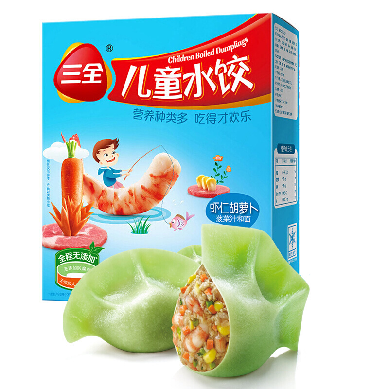 三全 儿童水饺 虾仁胡萝卜味 300g 券后11.69元