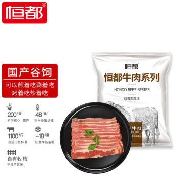 HONDO 恒都 国产煎烤涮肥牛片250g/袋*2袋