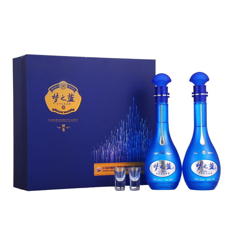 再降价：京东百亿补贴：YANGHE 洋河 梦之蓝 蓝色经典 M6 52%vol 浓香型白酒 500ml*2瓶 礼盒装 1010元包邮