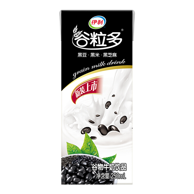 yili 伊利 谷粒多黑谷牛奶250ml*12盒/箱 黑豆+黑米+黑芝麻 年货礼盒 10月产 21.5元（需买2件，需用券）