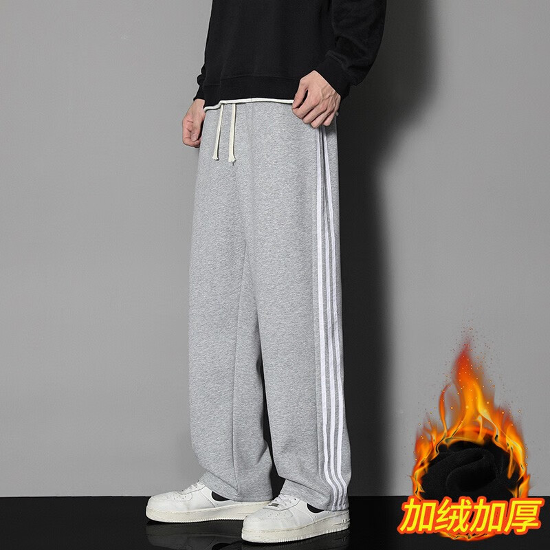 JEANSWEST 真维斯 男士新款加绒加厚三条杠直筒休闲裤 券后54元