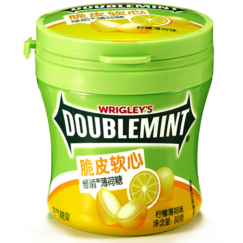 DOUBLEMINT 绿箭 脆皮软心薄荷糖 柠檬薄荷味 80g 7.5元