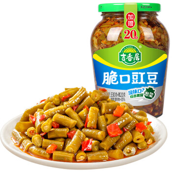 吉香居榨菜脆口豇豆酸豆角微辣爽脆下饭菜脆豆角咸菜330g送20g