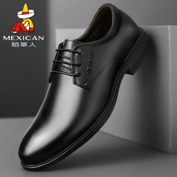 Mexican 稻草人 商务休闲鞋男士皮鞋男正装鞋德比鞋 119D36522 黑色 38